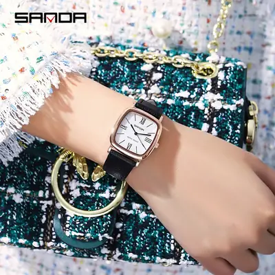 Sanda Women's Roman Numeral Quartz Watch Brown Leather Band