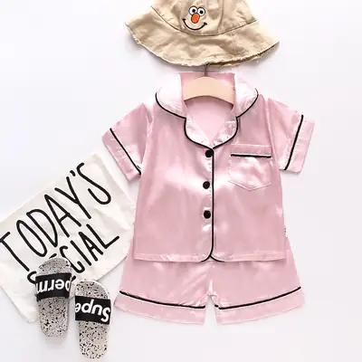 White Cartoon Print Kids Pajama Set with Hat