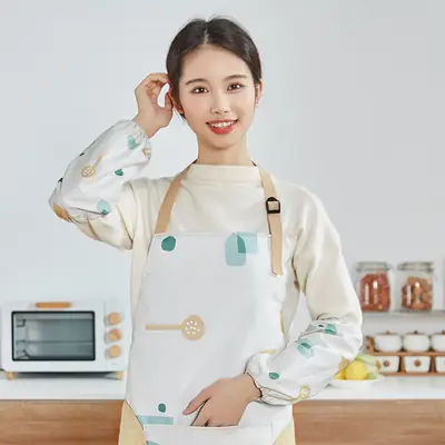 Women's Kitchen Apron Waterproof Oil Proof Lengthened Work