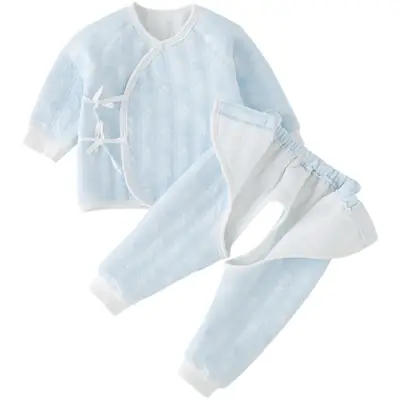 Baby Kimono Set Light Blue 0-3M Unisex Warm 0-3M