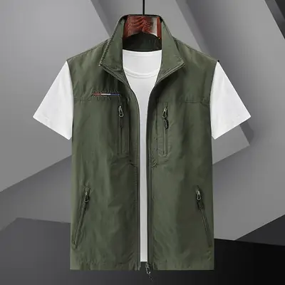 Men's Navy Blue Waistcoat Vest with Zip Front