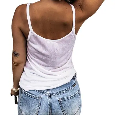 Women's New Knitted Halter Top White V-Neck