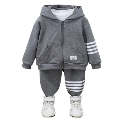 Boys Grey Hoodie Track Suit 2-Piece Spring Autumn Set