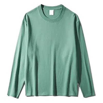 Men Cotton Long Sleeve T-Shirt Lavender Round Neck