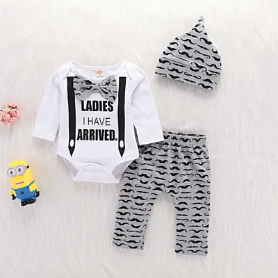 Ladies Moustiff Print Boys Suit Set White Black