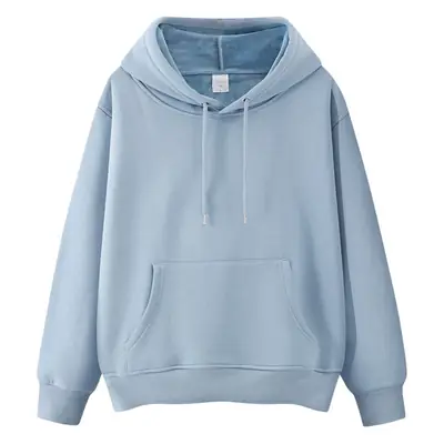 Blue Velvet Hooded Pullover Sweater for Men Women