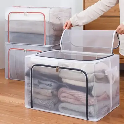 White Dustproof Foldable Wardrobe Storage Box