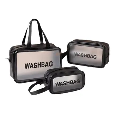 Women's Zipper Makeup & Wash Bag Transparent Black