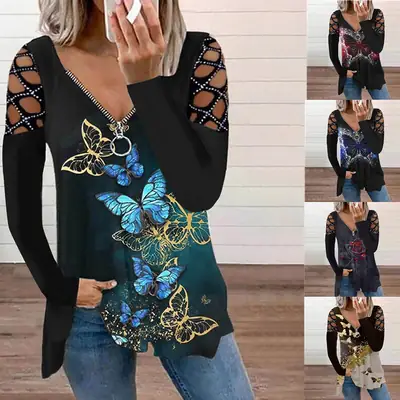 2021 Cat Embroidered V-Neck Long Sleeve Jacket for Women