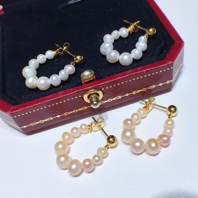 2021 Freshwater Pearl Earrings Donut Multi-Wear Gold Injection
