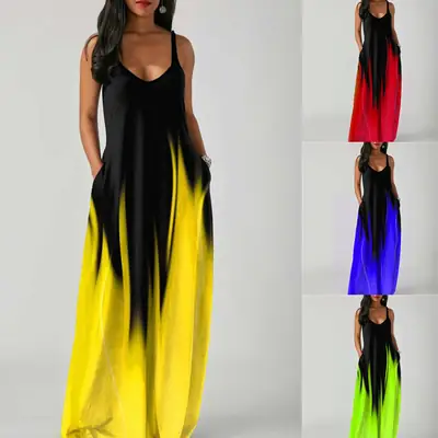 2021 Summer Slim Fit Gradient Printed Sling Skirt