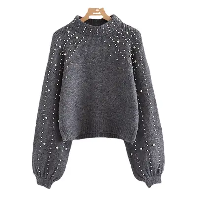 2024 Women's Pearl Decorative Round Neck Sweater
