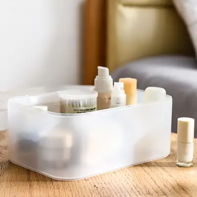 Transparent Frosted Cosmetic Storage Box Desktop Japanese Style