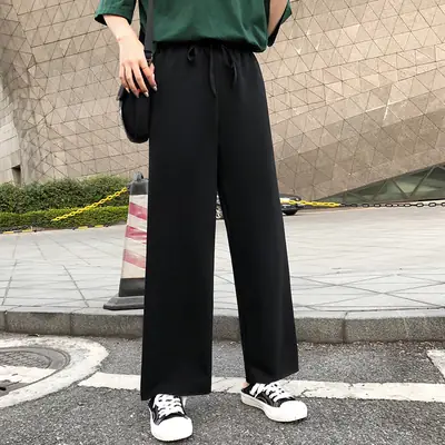 Women Wide-leg Pants 2021 Summer Curl Edge Loose Fit