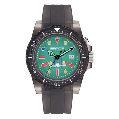 Sanda Dual Calendar Student Watch with Transparent Strap