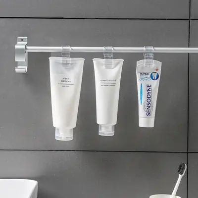 Transparent Bathroom Storage Hooks for Face & Toothpaste