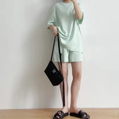 White Elastic Waist Korean Casual Dress for Women