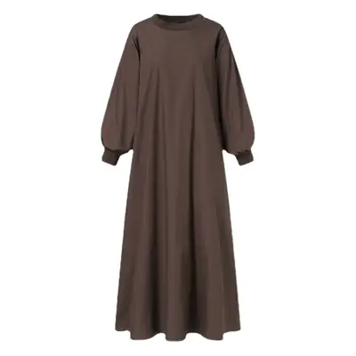 Brown Long Sleeve Casual Dress Large