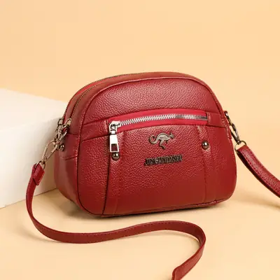 Korean Style Soft Leather Crossbody Bag Pink