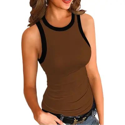 2025 Grey I-Shaped Women's Vest with Round Neck
