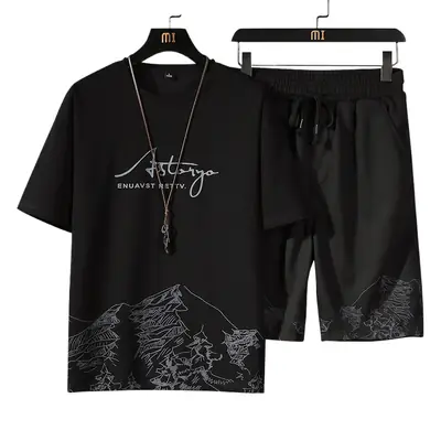Men White City Print T-Shirt Short Sleeve Summer Wear