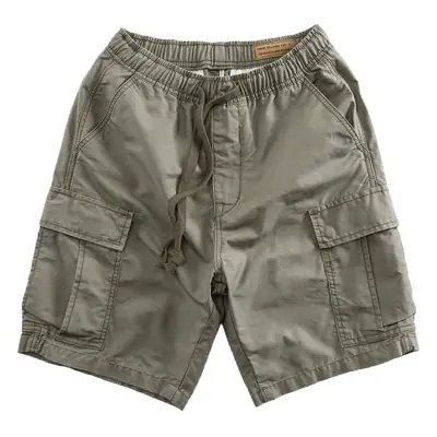 Men's Khaki Stretch Waist Shorts with 4 Pocket Drawstring