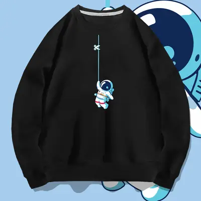Nasa Astronaut Printed Sweatshirt Black Long Sleeve