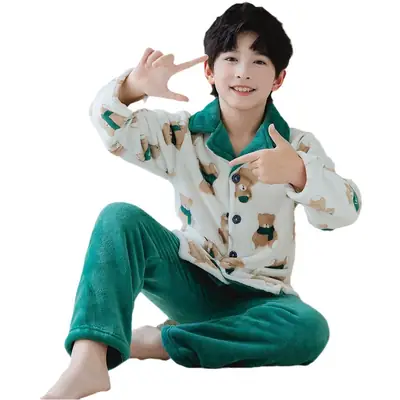 Girls Unicorn Pajamas Winter Velvet Flannel Set