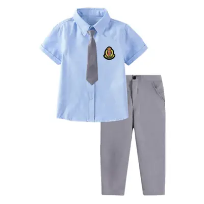 Children's Black Trousers with White Shirt Badge Suit