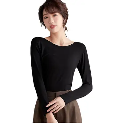 Women's Black Modal Crewneck T-Shirt Large