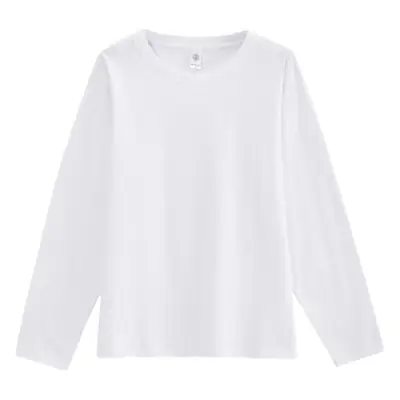 Men Long Sleeve Cotton T-Shirt Yellow Loose Solid
