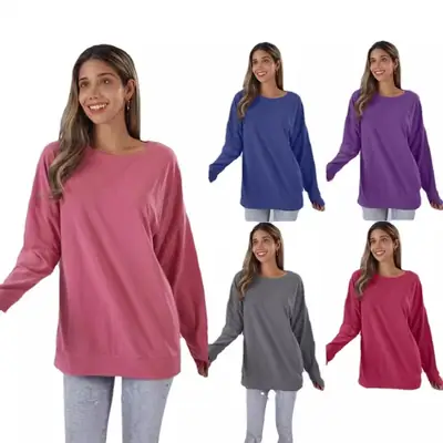 Black Round Neck Long Sleeve Top for Women