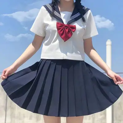 Japanese JK Uniform Skirt Basic White Sailor Suit