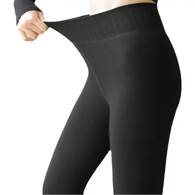 Women Fleece Lined Leggings Grey Winter Warm