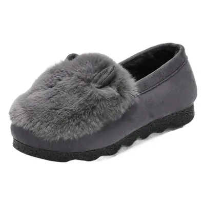 Autumn and Winter New Korean Style Fashion Rabbit Ear Fur Shoes Thick-soled Fleece-lined Warm Shoes Trendy Women's Cotton Shoes Ladyshoes for Women