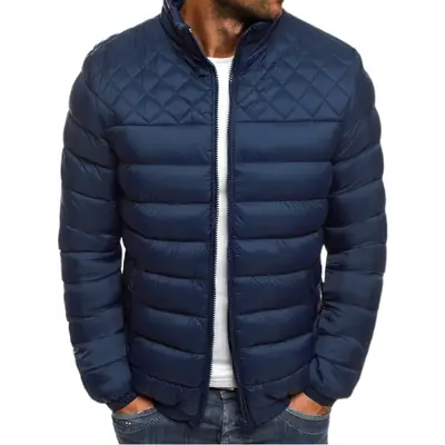 Men's Black Quilted Padded Jacket Large Winter Casual