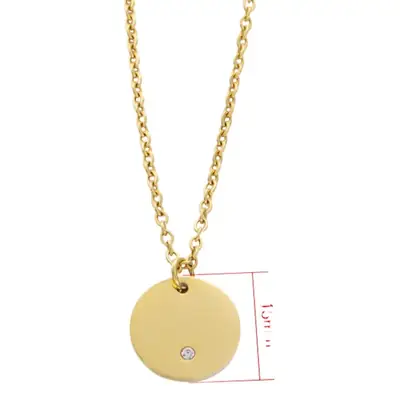 Gold Mirror Necklace with Geometric Round Drill Laser Logo