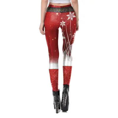 Christmas Red Sparkly Leggings for Women