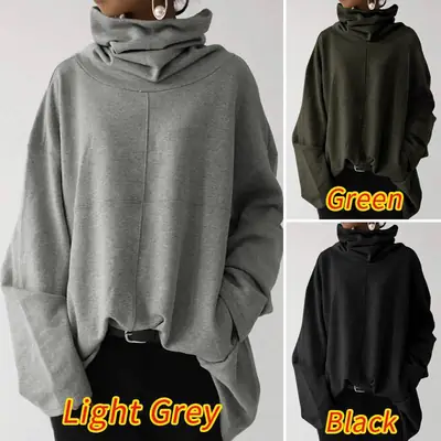 2023 Women's Grey High Collar Loose Sweater Jacket