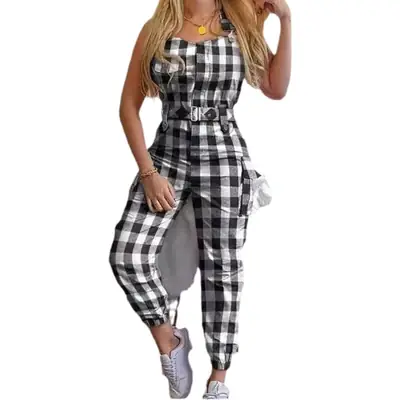 Gray Flap Pocket Workwear Pants Set for Women