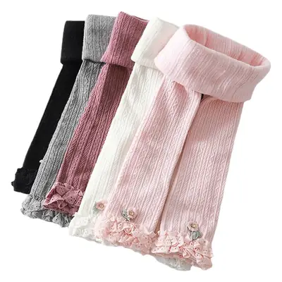 Black Velvet Flower Lace Baby Pants for Girls