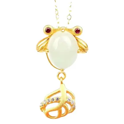 Natural Hetian Jade Goldfish Pendant Necklace
