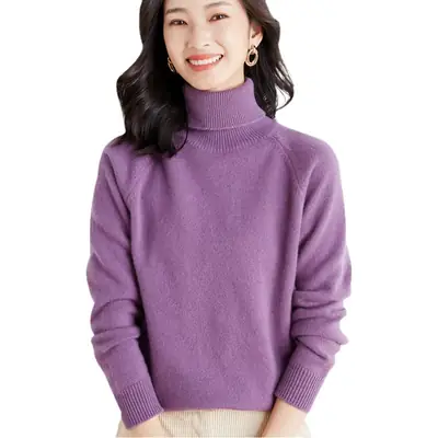 Women's 2025 Knitted High Collar Sweater Yellow