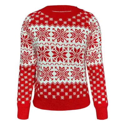 Women's Red Snowflake Knitted Wool Sweater