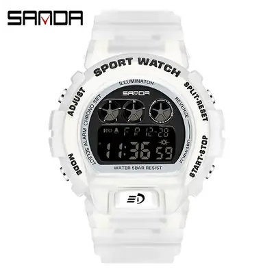 Sanda Sport Watch Green LED Digital Display Men Women