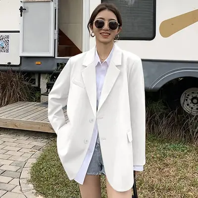 Women Pink Blazer 2026 Spring Autumn Loose Fit