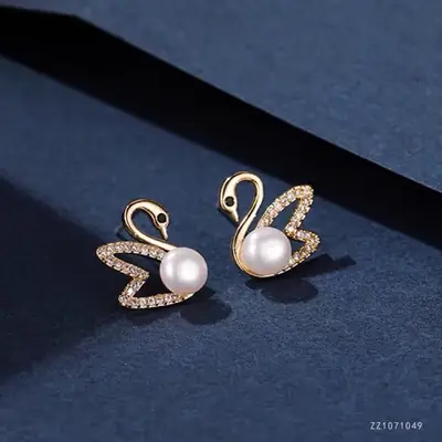 S925 Silver Pearl Swan Earrings for Women