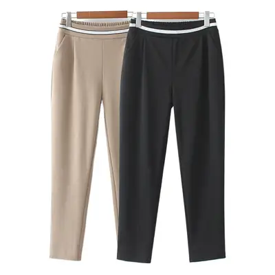 Black Elastic Waist Harem Pants for Women Plus Size