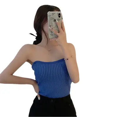 Korean Style Knitted Sleeveless Vest Top for Women