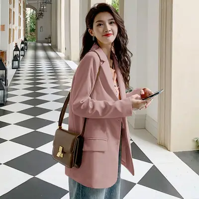 Women's Blazer Jacket Pink British Style 2026 Spring Autumn